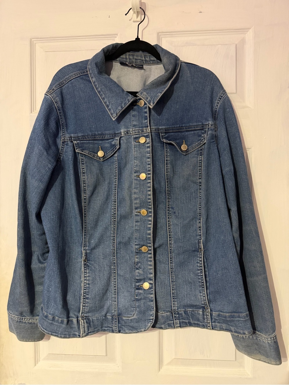 Charter Club Medium Blue Denim Jacket with Metal Buttons